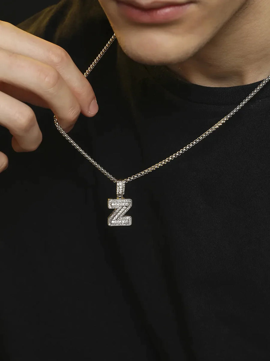 Embellished A-Z Alphabet Pendant Necklace - Main Image