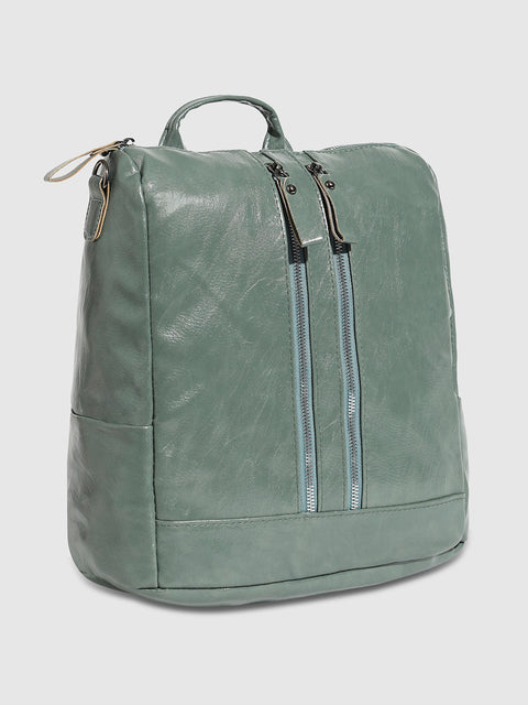 The Zip-Front Broad Backpack - Sage Green