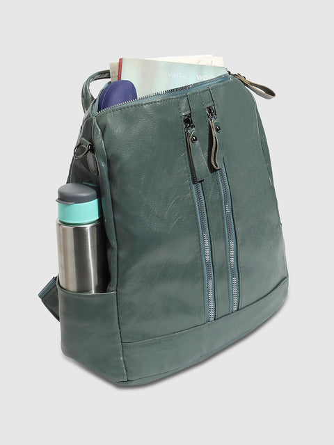 The Zip-Front Broad Backpack - Sage Green