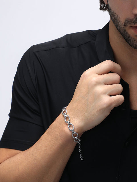 The Rope Link Bracelet - Metallic Silver
