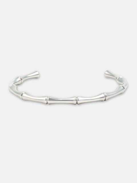 The Bamboo Cuff Bracelet - Metallic Silver