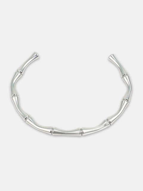 The Bamboo Cuff Bracelet - Metallic Silver