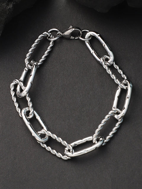 The Twisted Link Bracelet - Metallic Silver