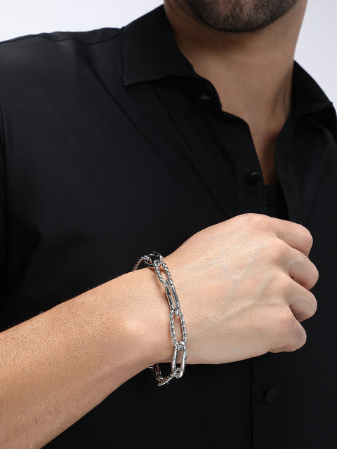The Twisted Link Bracelet - Metallic Silver