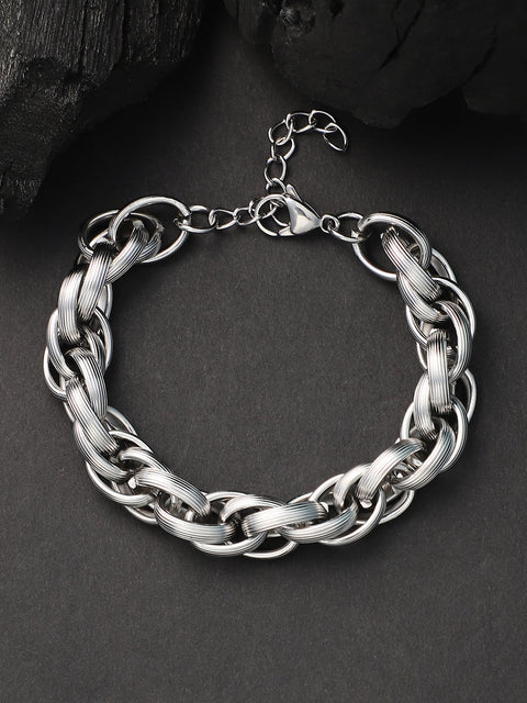 The Overlap Link Bracelet - Metallic Silver