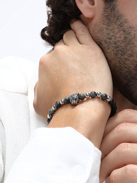 The Pantha Beaded Bracelet - Onyx Black