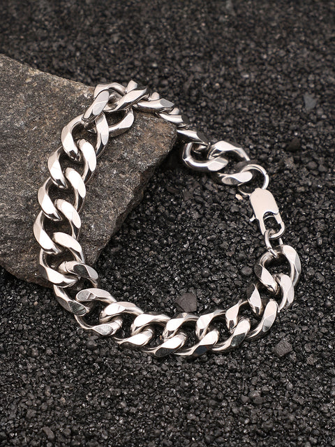 The Curb-Link Chain Bracelet - Metallic Silver