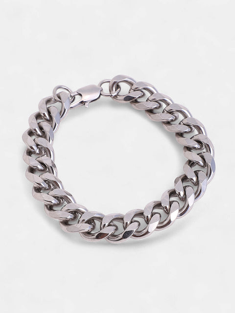 The Curb-Link Chain Bracelet - Metallic Silver