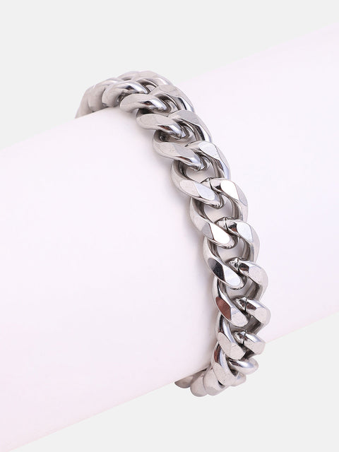 The Curb-Link Chain Bracelet - Metallic Silver