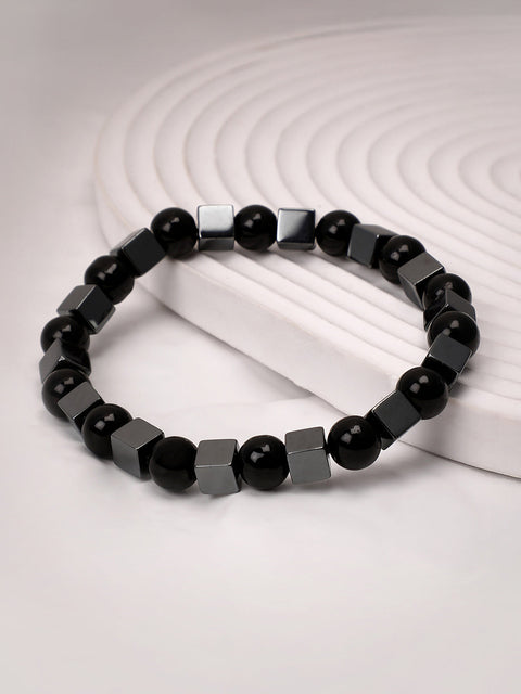 The Block Beaded Bracelet - Onyx Black