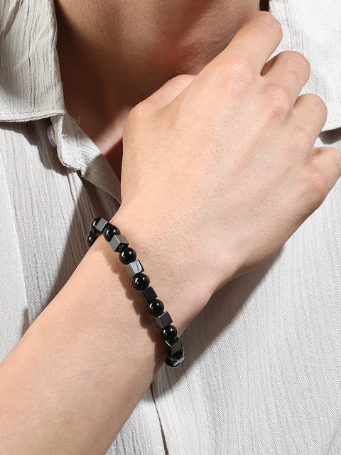 The Block Beaded Bracelet - Onyx Black