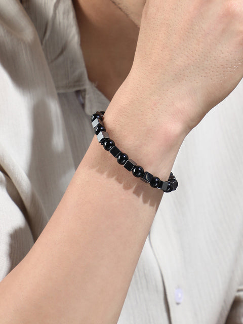 The Block Beaded Bracelet - Onyx Black