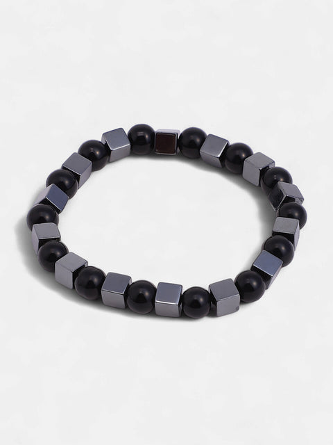 The Block Beaded Bracelet - Onyx Black