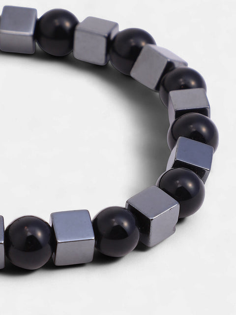 The Block Beaded Bracelet - Onyx Black