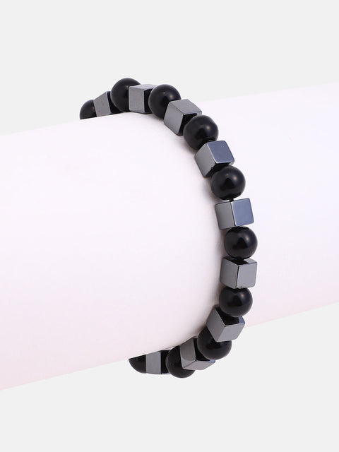 The Block Beaded Bracelet - Onyx Black