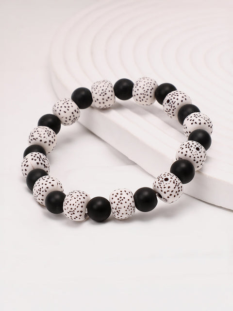 The Contrast Beaded Bracelet - Onyx Black & Daisy White