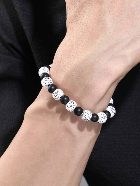 The Contrast Beaded Bracelet - Onyx Black & Daisy White