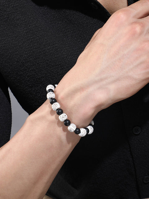 The Contrast Beaded Bracelet - Onyx Black & Daisy White
