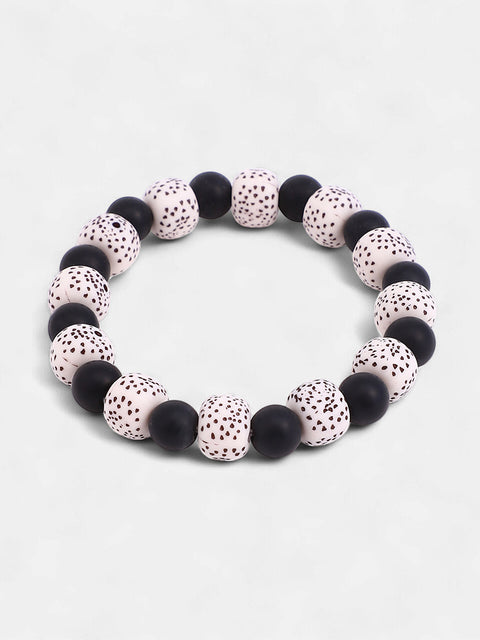 The Contrast Beaded Bracelet - Onyx Black & Daisy White
