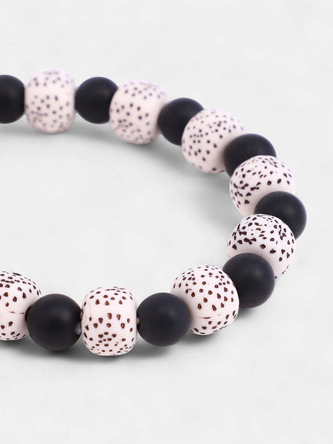 The Contrast Beaded Bracelet - Onyx Black & Daisy White