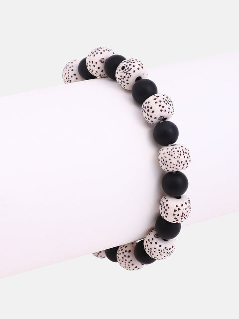 The Contrast Beaded Bracelet - Onyx Black & Daisy White