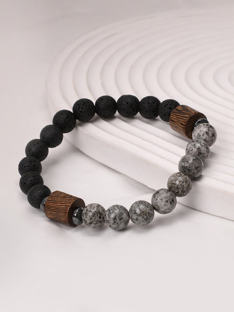 The Bi-Hue Beaded Bracelet - Charcoal Grey