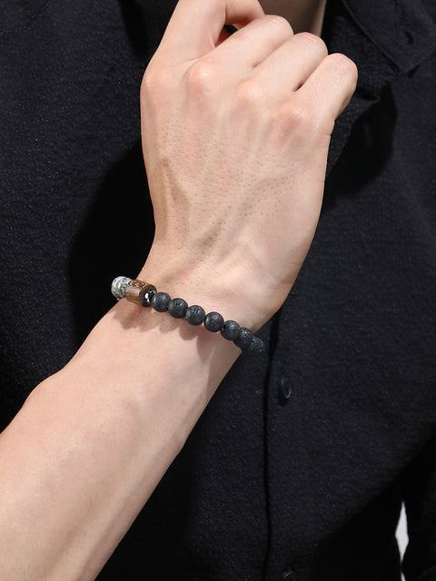 The Bi-Hue Beaded Bracelet - Charcoal Grey