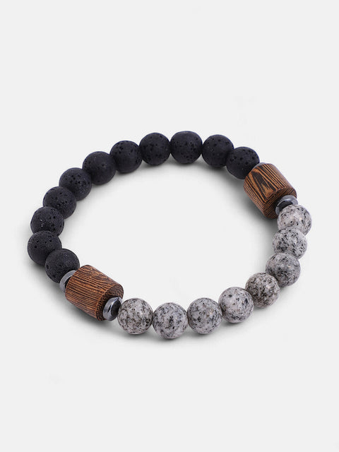 The Bi-Hue Beaded Bracelet - Charcoal Grey