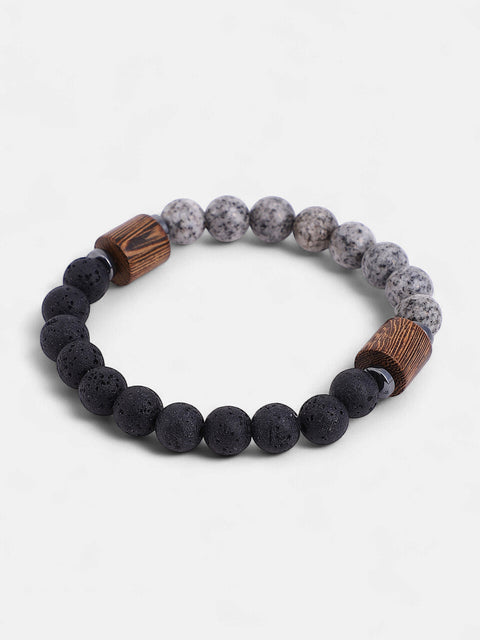 The Bi-Hue Beaded Bracelet - Charcoal Grey