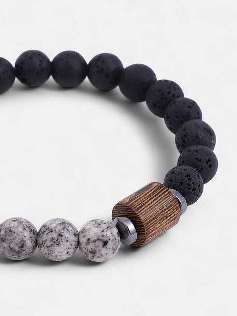 The Bi-Hue Beaded Bracelet - Charcoal Grey