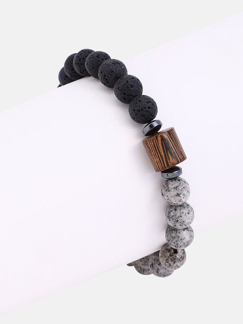 The Bi-Hue Beaded Bracelet - Charcoal Grey