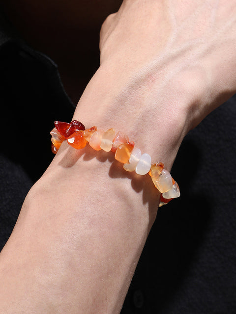 The Dented Beaded Bracelet - Tangerine Orange