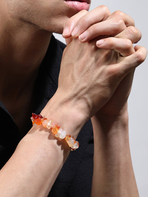 The Dented Beaded Bracelet - Tangerine Orange