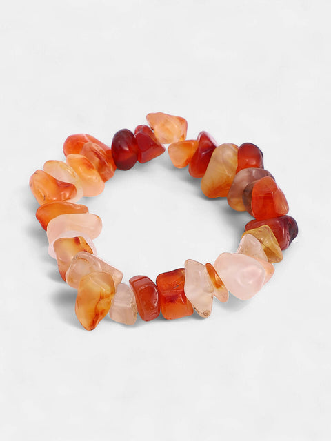 The Dented Beaded Bracelet - Tangerine Orange