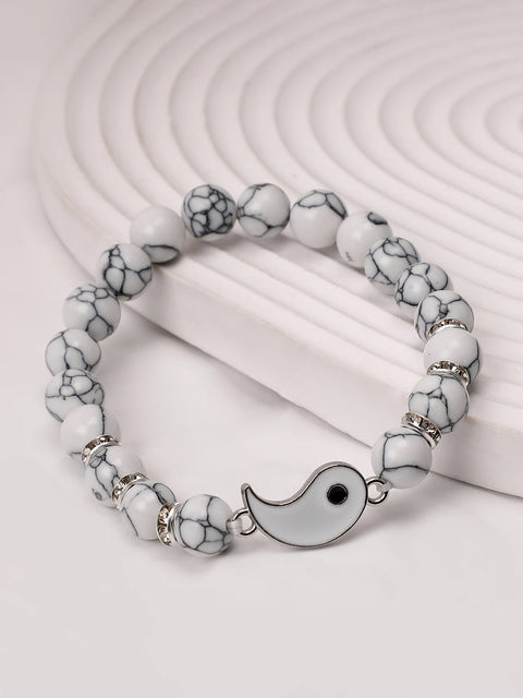 The Veined-Yang Beaded Bracelet - Daisy White