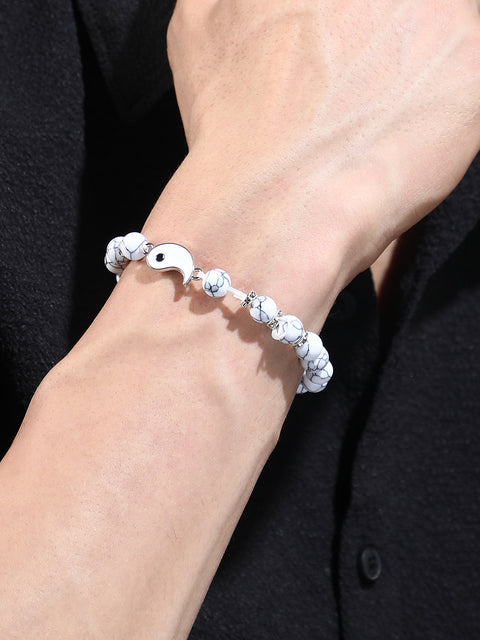 The Veined-Yang Beaded Bracelet - Daisy White
