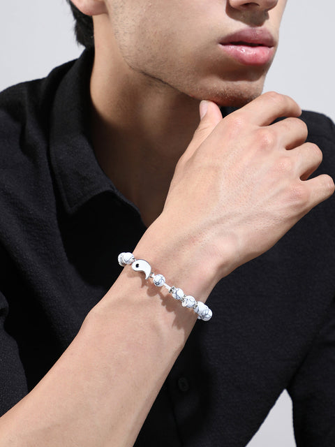 The Veined-Yang Beaded Bracelet - Daisy White