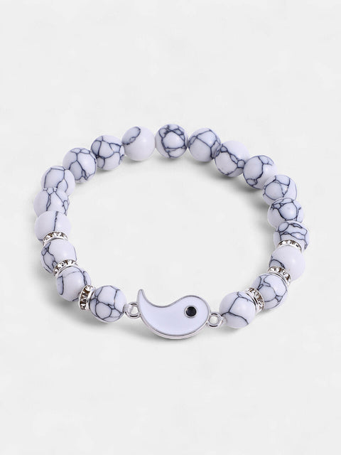 The Veined-Yang Beaded Bracelet - Daisy White