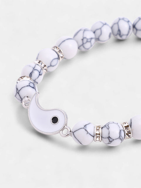 The Veined-Yang Beaded Bracelet - Daisy White
