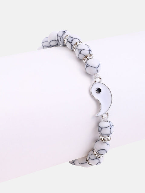 The Veined-Yang Beaded Bracelet - Daisy White