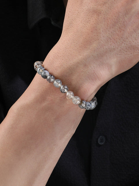 The Veined Beaded Bracelet - Cloud Grey