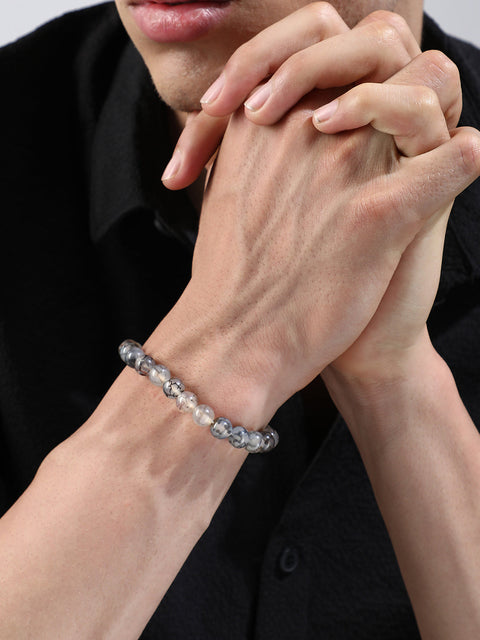 The Veined Beaded Bracelet - Cloud Grey