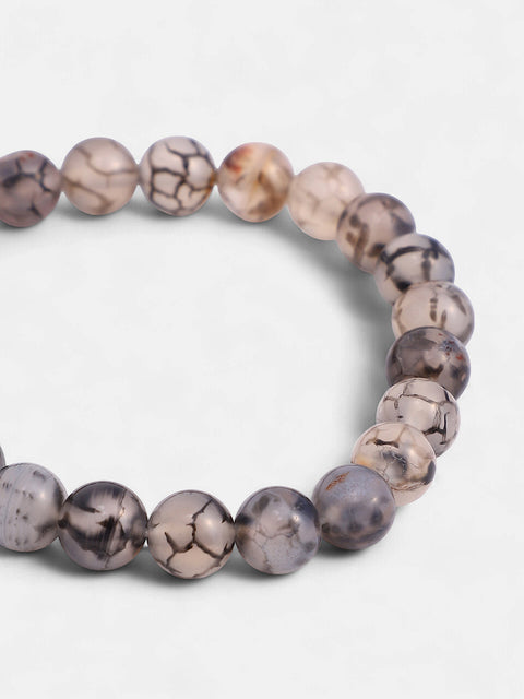 The Veined Beaded Bracelet - Cloud Grey