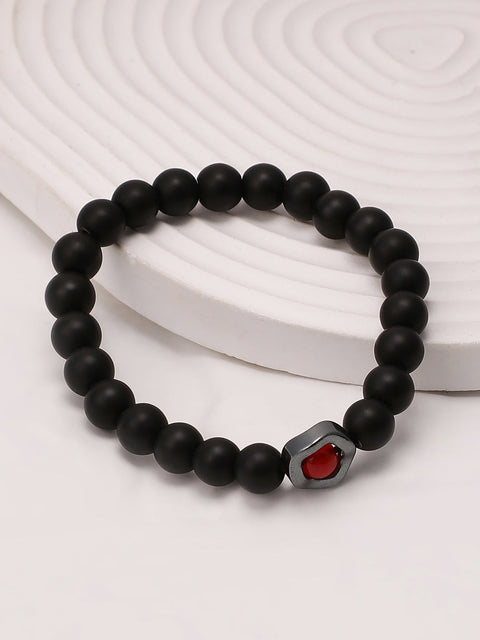 The Halo Beaded Bracelet - Onyx Black