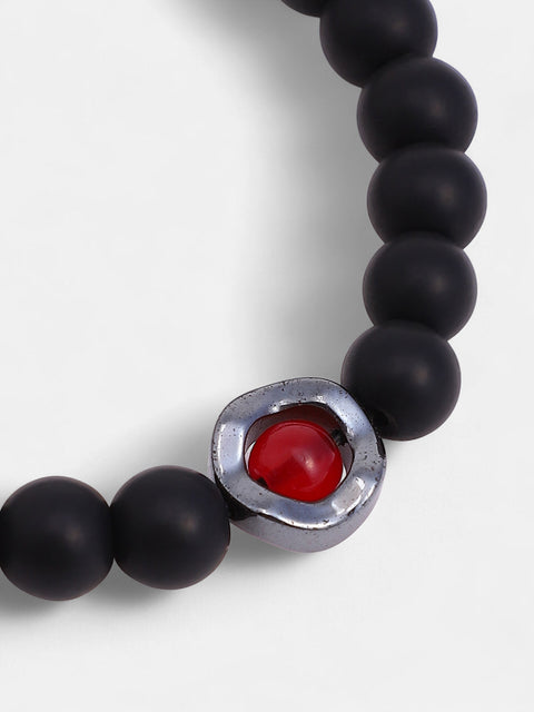 The Halo Beaded Bracelet - Onyx Black