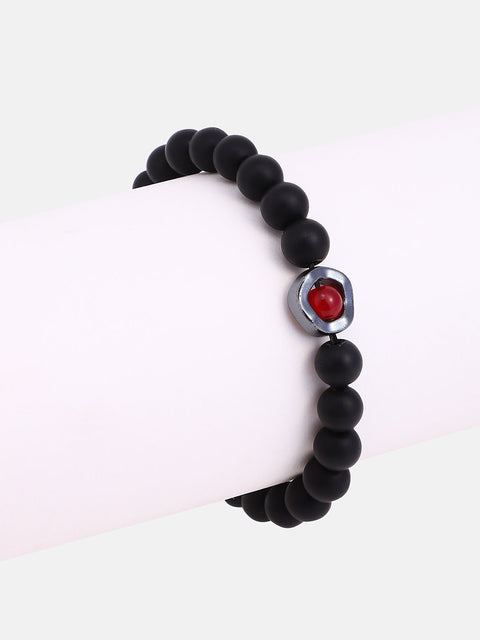The Halo Beaded Bracelet - Onyx Black