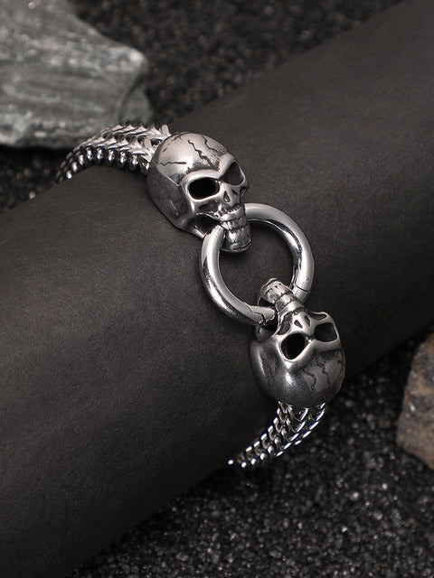 The Cracked-Skull Chain Bracelet - Metallic Silver