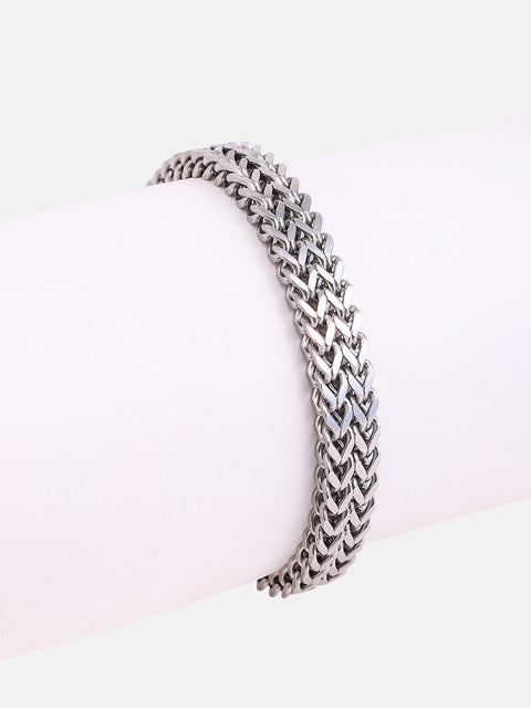 The Cracked-Skull Chain Bracelet - Metallic Silver