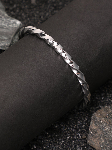 The Twisted Cuff Bracelet - Metallic Silver