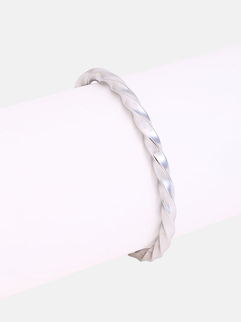 The Twisted Cuff Bracelet - Metallic Silver